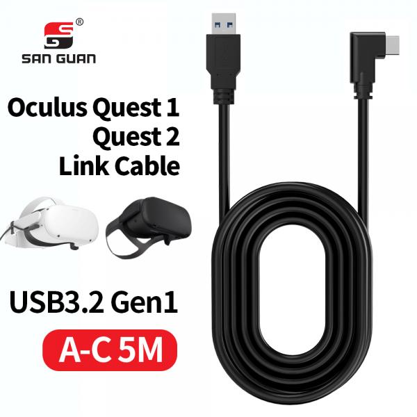 Picture of VR Oculus Quest 1/2 Link Cable 5M Right Angle Usb 3.2 Gen1 For VR Oculus Quest Headset